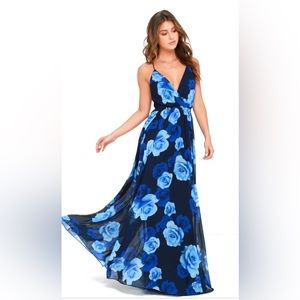 Only in Dreams Navy Blue Floral Print Maxi Dress